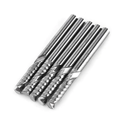 Image de Akozon 3.175mm (1/8&quot;) Tige Seule Flûte Fin Fraise Tungstène Carbure Outil CNC Bit lot de 5