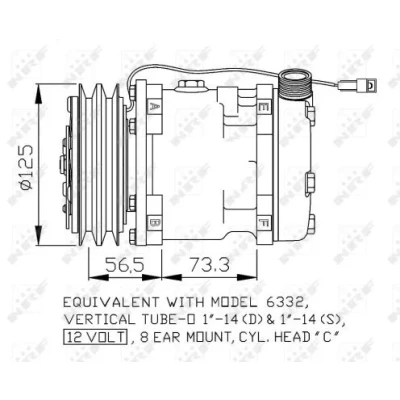 Image de NRF 32802 compresseur De Climatisation SD5H11 12V PAG 100 avec huile