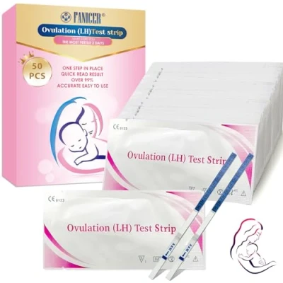 Image de 50 Test Ovulation, Tests D&#039;ovulation, Sensibilité Optimale 25 miu/ml, de Fertilité pour Femmes, d&#039;ovulation et Grossesse Précoce Femme