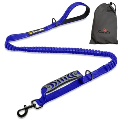 Image de Sweetie Laisse élastique pour chien absorbant les chocs solide de 1,2 m à 1,5 long avec poignée rembourrée douce et circulation réfléchissante anti traction