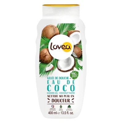 Image de LOVEA Gelée De Douche Eau Coco Mousse Fine &amp; Onctueuse Nettoie En Douceur 96% D&#039;Origine Naturelle PH Neutre Sans Sulfate Fabriqué France 400 ml