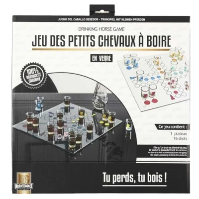 Image de MISTER GADGET, MG3527, Jeu à Boire Petits Chevaux en Verre, A Blanc, Rouge, Bleu, Vert, Jaune, Amusement et Convivialité Assurés