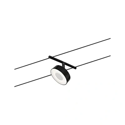 Image de Paulmann 94480 Spot LED circulaire 400 lm avec 1 x 5 W Blanc chaud Noir mat Chrome Plastique Système d&#039;éclairage en métal 3000 K
