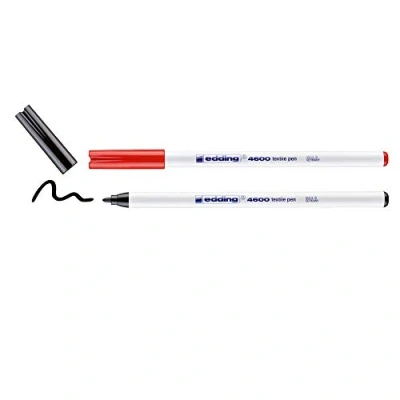 Image de edding 4600 feutre pour textiles noir, rouge 10 pièces pointe ronde de 1 mm textile lavable en machine (60 C) décorer le tissu marqueur