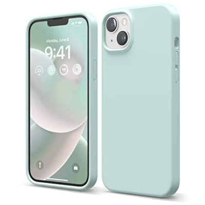 Image de elago Coque Silicone Liquide Compatible avec iPhone 14 Plus Étui (6.7), Premium, Housse Protection Complète Case Antichoc à 4 Structure, Microfibre Douce Empêche Rayures (Vert Menthe)