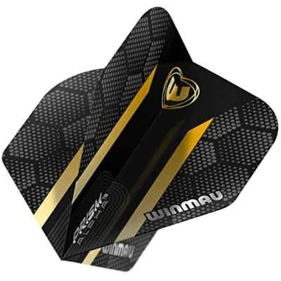 Image de WINMAU Prism Alpha Black &amp; Gold Hexagon Extra Thick Dart Flights 1 Set per Pack (3 in Total)