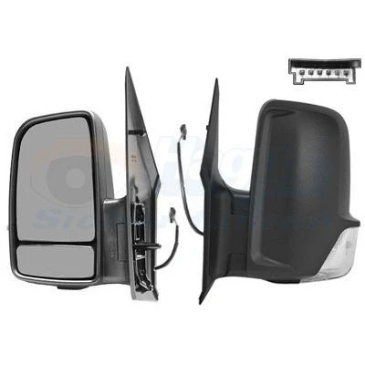 Image de Rétroviseur extérieur Van Wezel 3077827 avec câble gauche noir Rétroviseurs complets, convexe, pour ajustage électrique des rétroviseurs, chauffant, R