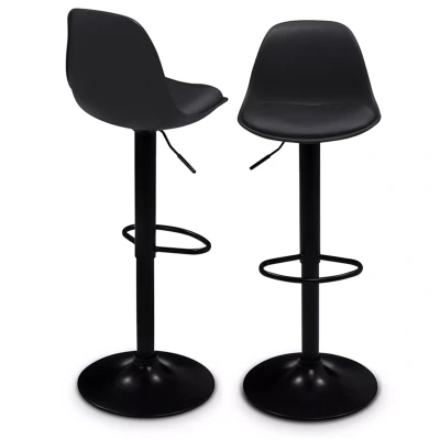 Image de Lot de 2 tabourets bar noir réglables