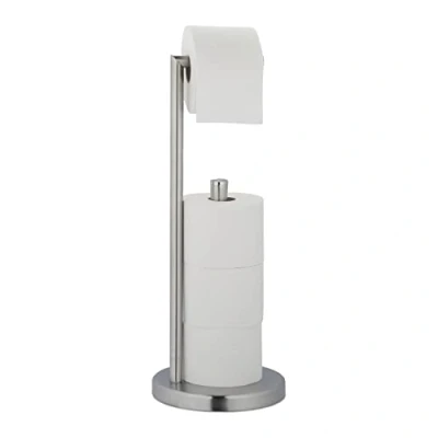 Image de Relaxdays Support pour le papier toilette, barre pouvant stocker 3 rouleaux, non fixe, acier inox, HD 53x0,5 cm, argenté
