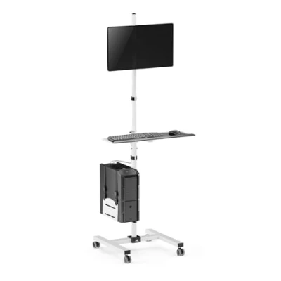 Image de Maclean Professional Stand Trolley, Poste de Travail Informatique Mobile sur Roues, Max 17&quot; 32&quot;, 20kg, MC 793