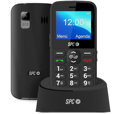 Image de SPC Fortune 2 Téléphone Portable Senior avec Grosses Touches, Bouton SOS, sonnerie intelligente et notifications, volume extra élevé, configuration à distance, station de charge, USB C, couleur noir