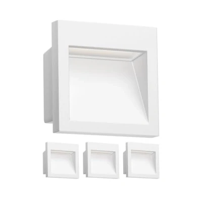 Image de ledscom.de 4 pièces LED encastrées au mur NOLA, downlight pour l&#039;extérieur, IP54 mat, 90 x 90mm, blanc chaud