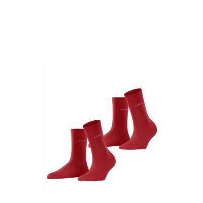 Image de ESPRIT Uni 2 Pack W SO coton unies lot de paires, Chaussettes Femme, Rose (Red Pepper 8074), 39 42