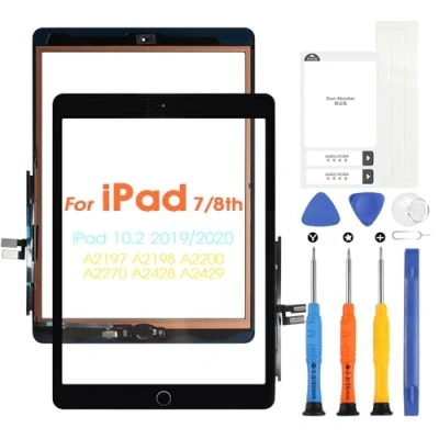 Image de Écran tactile pour iPad 7 2019 / 8 2020 Digitizer iPad7 iPad8 Remplacement de l&#039;écran A2197 A2198 A2200 A2270 A2428 A2429 A2430 avec outils (avec bouton principal,