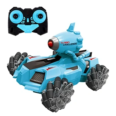 Image de TURBO CHALLENGE Tank Drift 1/18 092231 Véhicule Télécommandé Bleu Prêt à Rouler Option Fumée Batterie Rechargeable et Piles incluses Plastique À Partir de 6 Ans