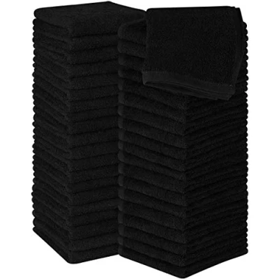 Image de Utopia Towels Set de Gants Toilette (Lot 60 Noir) 100% Coton filé à l&#039;anneau, Serviettes 30 x CM, Debarbouillette très absorbants Petite