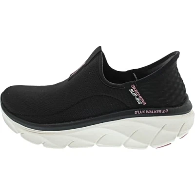 Image de Skechers Femme D&#039;LUX Walker 2.0 Happy Step, Bordure Rose en Maille Noire, 41 EU