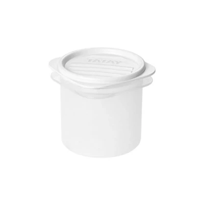 Image de TATAY Boîte Alimentaire, Hermétique, 0.3 L Capacité, Couvercle à pression flexible, sans BPA, passe au Micro ondes et Lave vaisselle, Blanc. Dimensions : 8,7 x 8,5 cm