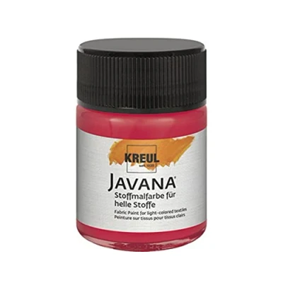 Image de Kreul 91905 Javana Tissus clairs, Pot de 50 ML en Rouge Carmin, Peinture Souple à Base d&#039;eau au caractère crémeux, pénètre Profondeur dans Les Fibres, 624407, Crimson