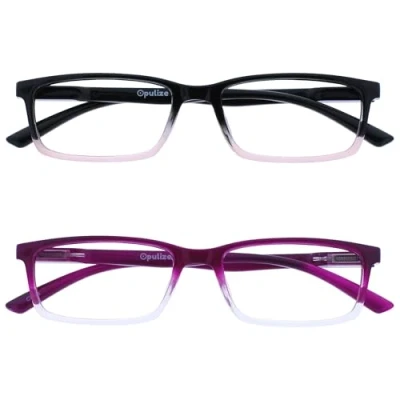 Image de OPULIZE See Lunettes de Lecture Anti Lumière Bleue Pack 2 Montures Étroites Charnières à Ressort Améliore le Sommeil Jeux Ordinateur Rose Violet Hommes Femmes BB9 45 +2.00