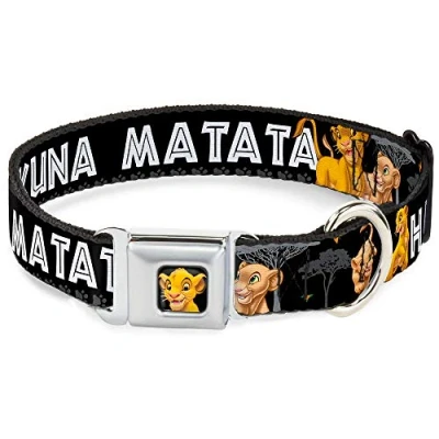 Image de Buckle Down DC WDY046 M Collier pour Chien Boucle de Ceinture sécurité Roi Lion Simba Nala Hakuna Matata 28 à 43 cm 2,5 Large Multicolore