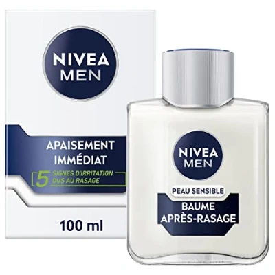 Image de NIVEA MEN Peau Sensible Baume Après Rasage (1 x 100 ml), Soin enrichi en Camomille &amp; Hamamélis, visage pour homme 0% d’alcool peaux sensibles