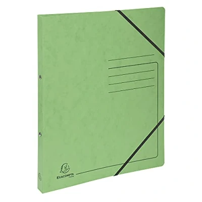 Image de Exacompta réf. 542563E 1 Classeur carte lustrée imprimée avec élastiques 2 anneaux ronds diamètre 15mm Dos 20mm Dimensions extérieures : 32 x 25 cm Format à classer A4 Coloris tilleul