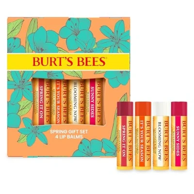 Image de Burt&#039;s Bees Coffret cadeau de baume à lèvres, grenade, noix coco et poire, pastèque, mandarine douce, 4x4,25 g