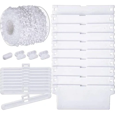 Image de KAHEIGN 35Pcs 3,5pouces / 89mm Store Vertical Accessoires, 10 M Chaîne Inférieure Et Pièces Connecteur De Chaîne, 12 Cintres Supérieurs, Lattes Poids Inférieurs