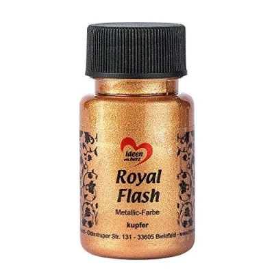 Image de ideen mit herz Royal Flash peinture métallique acrylique brillance métallique, avec de fines particules paillettes séchage rapide à base d&#039;eau 50 ml (cuivre)