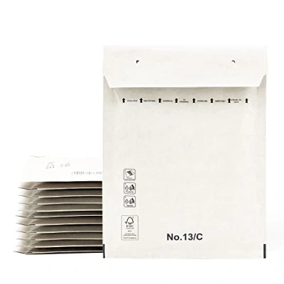 Image de enveloppes rembourrées, d&#039;expédition, sacs en papier avec intérieur à bulles, couleur blanche, d&#039;expédition fermeture adhésive Ofituria (100 enveloppes, 150 x 220 mm)