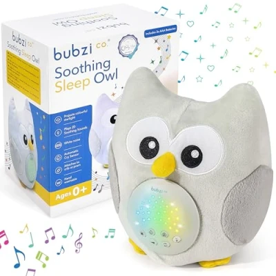 Image de Veilleuse Bebe Capteur Activé par Cry Enfant Dodo Doux Chouette Cadeau Bébé Peluche Berceuse Bruit Blanc Sons Musique Lu mières Jouet Naissance Fille et Garçon Unique