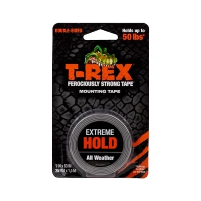 Image de T Rex Tape Extreme Hold Ruban de montage double face robuste noir, peut contenir jusqu&#039;à 50 lb, 25 mm x 1,5 m