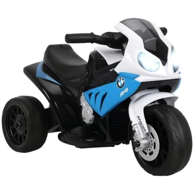 Image de HOMCOM Moto électrique Enfants, 3 Roues, 6V et 2,5 Km/h, Voiture Enfants avec Effets Lumineux sonores, Enfant, Charge Max. 20 kg, BMW S1000 RR, Bleu