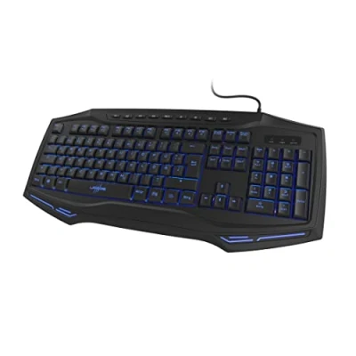 Image de uRage Clavier Gaming Rétroéclairé (Clavier Gamer Silencieux, Rétroéclairage 7 Couleurs, Anti Ghosting, Win Lock, AZERTY, Filaire, Repose Poignet, 4 Touches Macro, 12 Fonctions directes) Noir