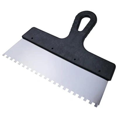 Image de AERZETIX C55078 Spatule crantée/peigne à colle 250x6 mm mastic/faïence/joint carrelage/maçonnerie/enduit/plâtre poignée en plastique et lame acier inoxydable