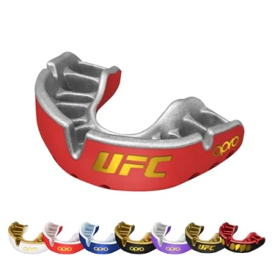 Image de OPRO Protège dents Gold Level UFC pour adultes et juniors avec technologie révolutionnaire UFC, boxe, MMA, arts martiaux, BJJ tous les sports de combat (Rouge, adulte)