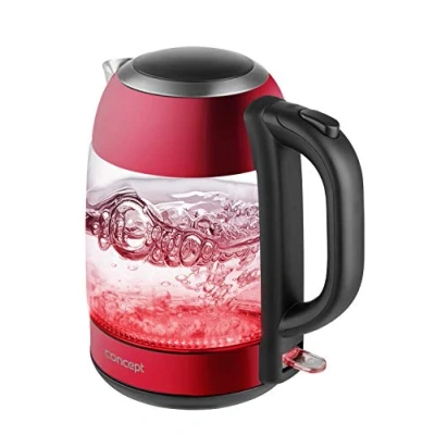 Image de CONCEPT Hausgeräte RK4081 Bouilloire en Verre de 1,7 l, avec Filtre, Design Exclusif, Acier Inoxydable, 1.7 liters
