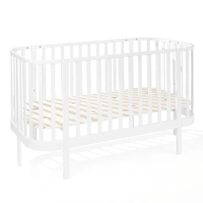 Image de ATB Lit d&#039;appoint 2 en 1 Bebe 140x70 cm Convertible Junior Adolescent Multifonctionnel et Grandissant Grand Bébé Bois Blanc