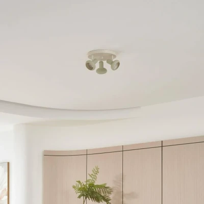 Image de Lindby spot pour plafond Huby, 3 lampes, crème/vert clair, fer