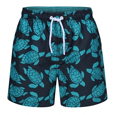 Image de Ript Performance Garçons Essentials Short de bain à séchage rapide avec protection solaire UV 50, Tortues Bleu Marine/Turquoise, 9 10 ans