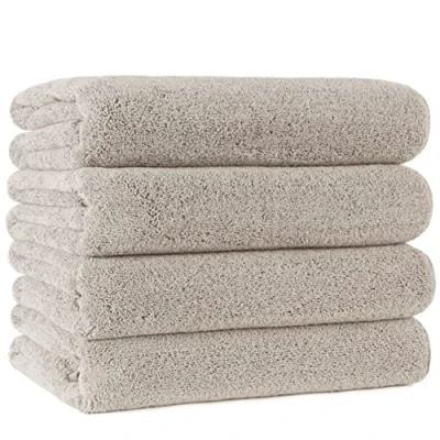 Image de Polyte 4 Serviettes de Bain en Microfibres sèche Rapidement/ne Peluche Pas Beige 145 x 76 cm