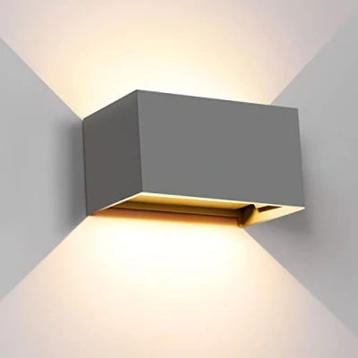 Image de Kingwei 20W Applique Murale Interieur/Exterieur Etanches IP65 Avec Angle de Faisceau Réglable Lampe Interieur Blanc Chaud 3000K luminaires Extérieur Up Down Design(Grise)