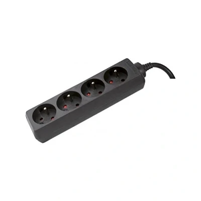 Image de Dexlan 808544 Intérieur 4sortie(s) CA 4m Noir multiprise Multiprises (Noir, Noir, 4 m)