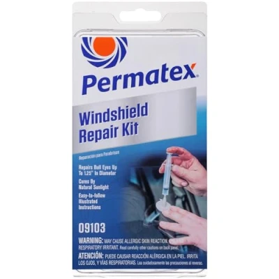Image de Permatex 09103 Windshield Repair Kit, Professional Quality Repairs, No Mixing Required,Resin Cures by Natural Sunlight, Easy to Follow Instructions 1 x 0.75ml