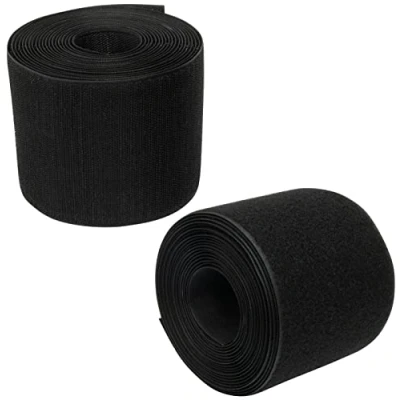 Image de AERZETIX C66015 Bande/rouleau de scratch 100 mm 5 mètre auto agrippant organisateur/serre câbles ruban sac vêtement attache sangle couleur: noir en polyamide et polyester