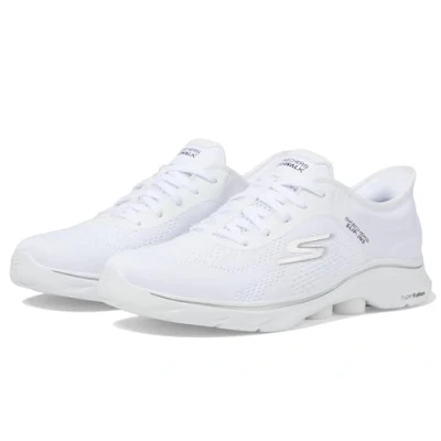 Image de Skechers Performance GO WALK 7 Slipin Chaussures de course, Femme, Taille: 39, White textile black trim Tissu / matière synthétique