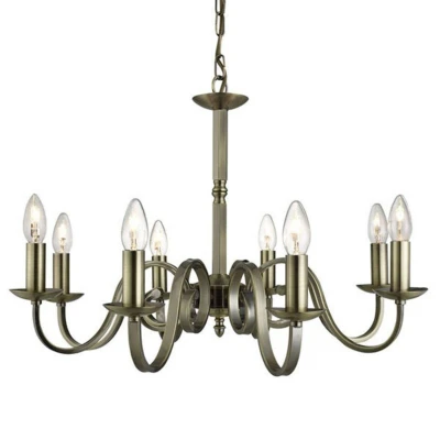 Image de Searchlight Lustre Richmond laiton ancien, à 8 lampes