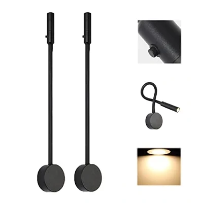 Image de JZCDR 3W LED Lampe de Lecture Murale Applique Chevet Appliques avec Interrupteur Moderne Chambre Col Cygne Flexible Spots Liseuse pour Lire Tete Lit Sofa Chaise,2pcs