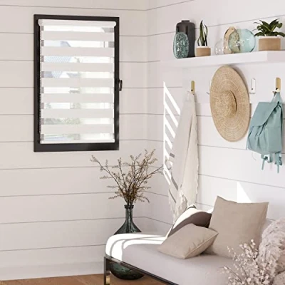 Image de MADECOSTORE Store Enrouleur Jour Nuit chaînette coordonnée sans percer Blanc L66 x H190cm